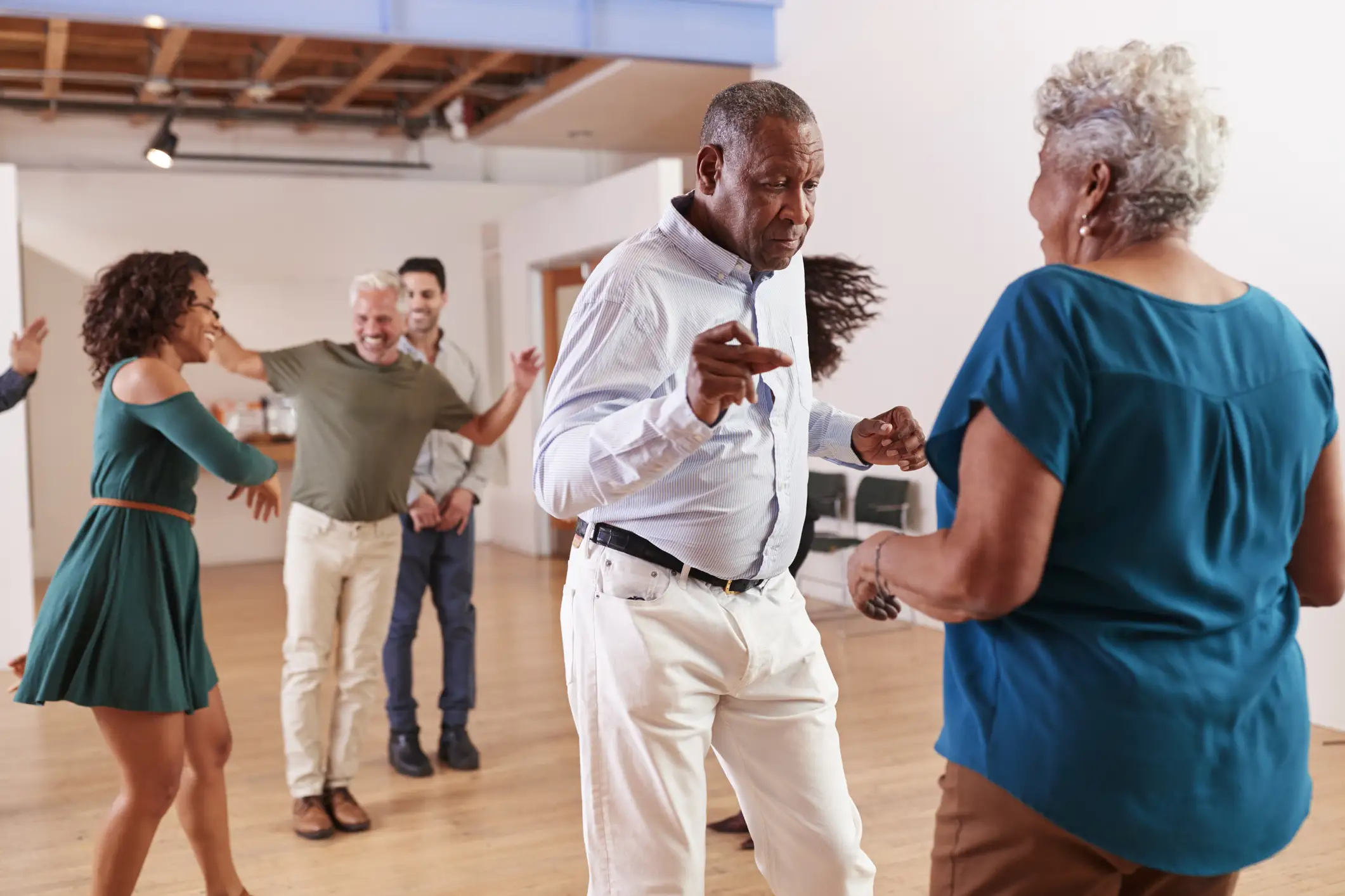 Seniors dancing together