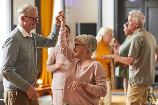 A dancing class for active senior residents at Sedgebrook, an independent living community in Lincolnshire, IL.